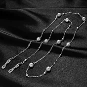 seoul show首爾秀 9珠夾珠兩用口罩掛繩鏈墨鏡平光眼鏡鍊老花近視防丟鍊  銀色