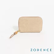 ZODENCE SHELL進口真皮貝殼紋理卡片零錢包  淺杏