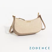 ZODENCE SHELL進口真皮貝殼紋理斜背包  淺杏