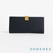 ZODENCE MONTI進口真皮推釦長夾  墨藍
