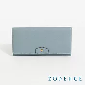 ZODENCE CUFF進口真皮袖釦設計雙層長夾  漾藍