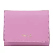 agnes b.素面皮革多層零錢夾(附盒)- 粉紫