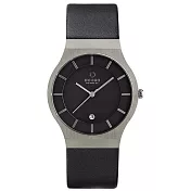 OBAKU 極簡時代優雅時尚腕錶-黑-皮帶-大