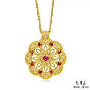 【點睛品】財納八方 紅寶石 鑽石黃金項鍊