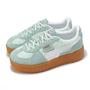 Puma 休閒鞋 Palermo Elevata Wns 女鞋 綠 白 厚底 增高 復古 德訓鞋 39934811 23.5cm Peaceful Blue/Gum