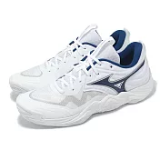 Mizuno 排球鞋 Wave Momentum Elite 男鞋 白 藍 緩衝 支撐 室內運動 美津濃 V1GA2512-55 26cm WHITE/NAVY