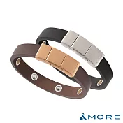 &MORE愛迪莫 Urban 皮革健康鍺手環 (簡約款)-  暮夜銀