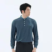 【遊遍天下】MIT台灣製男款立領抗UV吸濕排汗機能長袖POLO衫(GL1040) M 深藍