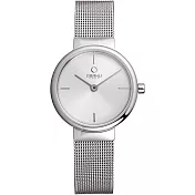 OBAKU 編織細紡米蘭時尚腕錶-銀