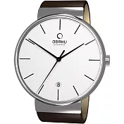 OBAKU 純粹經典三針日期時尚腕錶-深咖啡