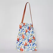 經典設計｜Pavi studio 泰國新銳設計師.時尚W純色包.簡約設計.大容量.真皮背帶.摺疊肩背包.100%總代理 印花藍