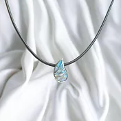 【摩達客】淺藍水滴皮繩項鍊