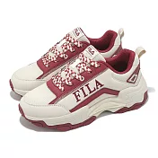 Fila 休閒鞋 Academic 女鞋 米 紅 厚底 增高 皮革 老爹鞋 斐樂 5J939Y122