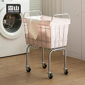 【日本霜山】鐵藝復古風移動式洗衣籃- 櫻花粉