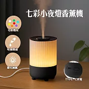 七彩小夜燈香薰機 奈米霧化加濕器 靜音加濕 不凝水珠香氛機 黑色