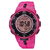 CASIO PRO TREK系列 蜿蜒跳躍太陽能登山錶-膠帶-桃
