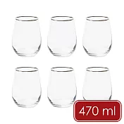 《EXCELSA》Platinum玻璃杯6入(銀邊470ml) | 水杯 茶杯 咖啡杯 酒杯