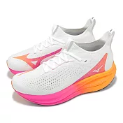 Mizuno 慢跑鞋 Neo Vista 2 男鞋 女鞋 白 粉紅 花火系列 厚底 回彈 波浪片 運動鞋 美津濃 J1GC2547-04 26cm WHITE/PINK