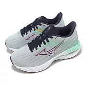 Mizuno 慢跑鞋 Wave Inspire 21 超寬楦 女鞋 灰 綠 緩震 波浪片 運動鞋 美津濃 J1GD2546-73 25cm GREY/GREEN