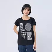 好我_字母點點LOVE寬版方袖女TEE M 黑色