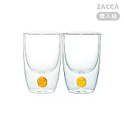 【ZACCA】福 財 心 高棚矽雙層玻璃杯-350ml-雙入組( 咖啡杯 茶杯 耐熱玻璃杯 隔熱防燙杯 水杯 杯子)  財+財