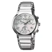 CASIO SHEEN系列 簡約三眼計時腕錶-銀X白