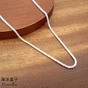 40+5cm/45+5cm。1.5mm寬閃亮銀白雪花鍊925純銀項鍊.單鍊子.可單戴或加吊墜.女用短鍊 40+5cm