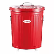 日本渡邊金屬｜OBAKETSU 手工製附輪垃圾桶 33L (送垃圾袋環) 紅色