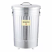 日本渡邊金屬｜OBAKETSU 手工製附輪垃圾桶 42L(送垃圾袋環) 銀色