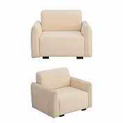 IDEA-療癒系厚吐司短絨編織布單人沙發/兩色可選 杏色