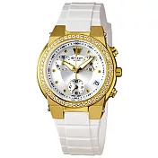 CASIO SHEEN系列 典雅晶鑽計時腕錶-膠帶-金