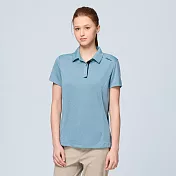【荒野wildland】女彈性防蚊POLO吸排機能衣暮霧藍 M 暮霧藍