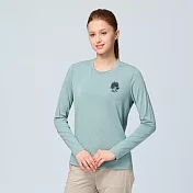 【荒野wildland】女彈性雙色印花圓領長袖機能衣栗松溫泉 S 栗松溫泉