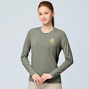 【荒野wildland】女彈性雙色印花圓領長袖機能衣197石板綠 S 197石板綠