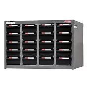 【SHUTER 樹德】四排 20格零件櫃 透明抽/黑抽/組 ST2-420 灰櫃黑抽