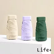 Life+ 掌心のミニ守傘輕量240g六折黑膠傘UPF50+/晴雨兩用抗UV傘2入/組 奶油黃+奶油紫