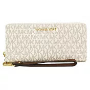 MICHAEL KORS JET SET PVC滿版手掛式拉鍊長夾- 米棕