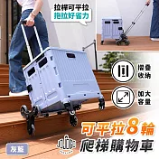 JOJOGO 可平拉8輪爬梯購物車 平拉推車 買菜 手推車 露營推車 手拉車 折疊推車 爬梯購物車 摺疊購物車 買菜車 灰藍