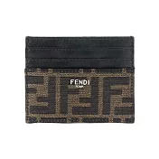 FENDI FF 緹花布及皮革6卡名片夾/卡片夾 (棕色/黑色)