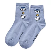 【ONEDER 旺達棉品】史努比中筒襪 Snoopy長襪 台灣製棉襪女襪- 夥伴藍 SN-A303