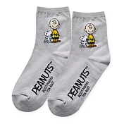 【ONEDER 旺達棉品】史努比中筒襪 Snoopy長襪 台灣製棉襪女襪- 灰 SN-A307