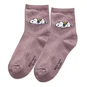【ONEDER 旺達棉品】史努比中筒襪 Snoopy長襪 台灣製棉襪女襪- 藕 SN-A309