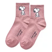 【ONEDER 旺達棉品】史努比中筒襪 Snoopy長襪 台灣製棉襪女襪- 站姿粉 SN-A315