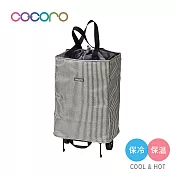 【日本cocoro】多功能條紋保溫保冷摺疊購物車-30L- 條紋黑