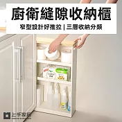 【上手家居】廚衛縫隙收納櫃(縫隙推車/夾縫置物架/窄推車/推車收納/窄縫收納架) 白色