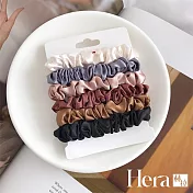 【Hera赫拉】韓國布藝綢緞面大腸圈/ 盤髮髮圈純色款六入組