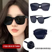 【SUNS】近視用外掛式折疊墨鏡 時尚大框偏光折疊套鏡 抗UV400 包覆式太陽眼鏡 抗UV400 防眩光 砂黑框黑灰片
