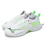 Mizuno 羽球鞋 Wave Claw Neo 3 寬楦 男鞋 白 綠 回彈 室內運動 羽排鞋 美津濃 71GA2473-21 25.5cm WHITE/GREEN-BLACK