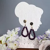 【PinkyPinky Boutique】24K金耳釘 法式配色水滴圈圈 耳環 (黛紫葚)