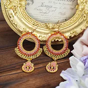 【PinkyPinky Boutique】絕美24k金珠珠 波希米亞風圈圈大耳環  (赤橘)